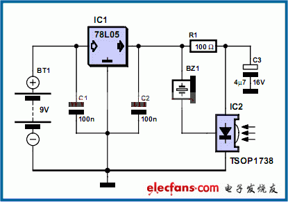 Infrared remote control tester schematic