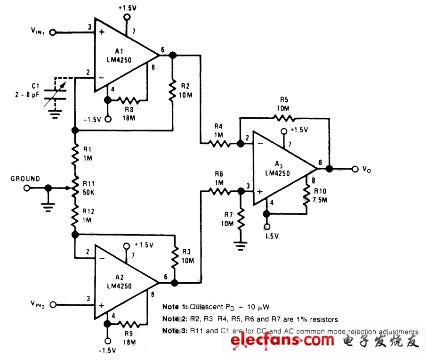 Instrumentation Amplifier Schematic with CMRR Calibration