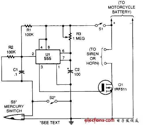 Motorcycle burglar alarm schematic