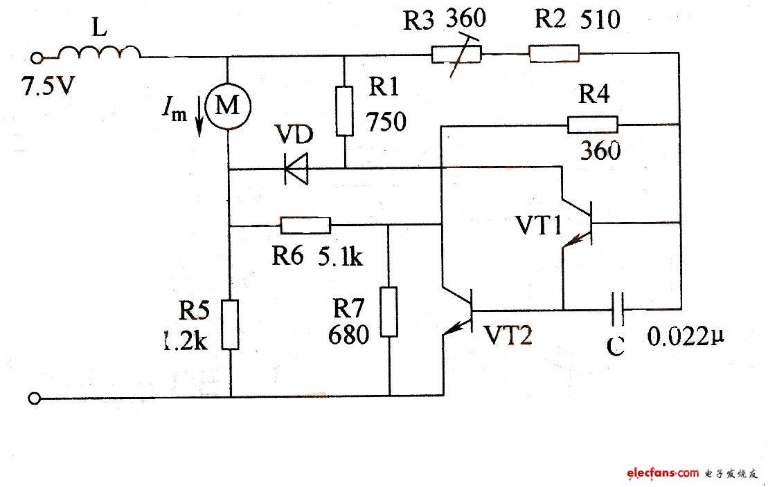 DC motor electronic steady speed schematic