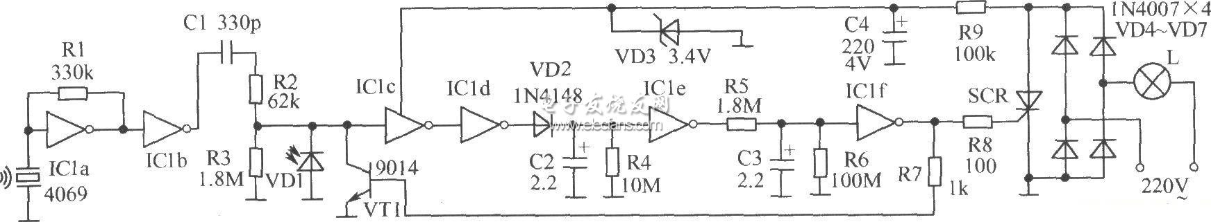 Light control switch circuit in incandescent lamp