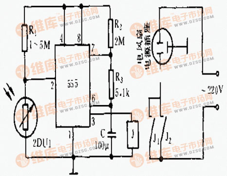 Light control electric fan circuit