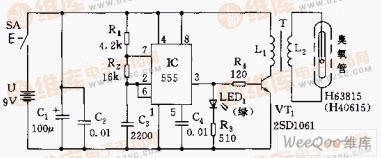 Electronic disinfection circuit using ozone tube