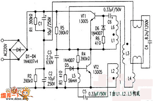 32W fluorescent lamp ballast analysis circuit diagram