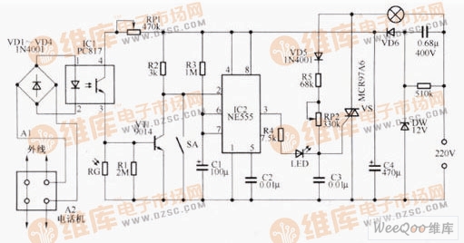 555 telephone desk lamp circuit