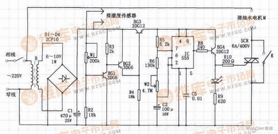 Automatic timing intermittent irrigation control circuit composed of 555