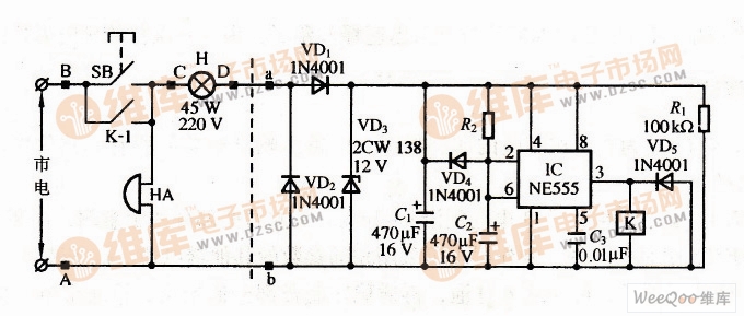 Electric bell ring delay schematic