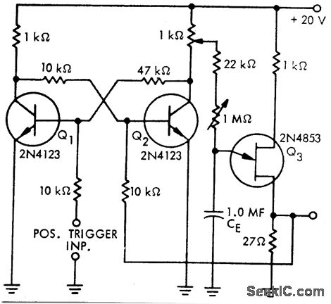 Single junction transistor monostable circuit with sluggish response to bias changes