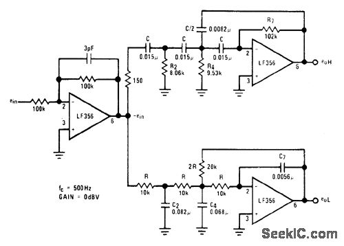 Symmetric active frequency dividing circuit