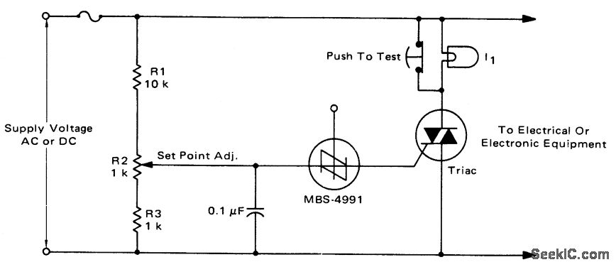 Electronic crowbar for AC or DC lines