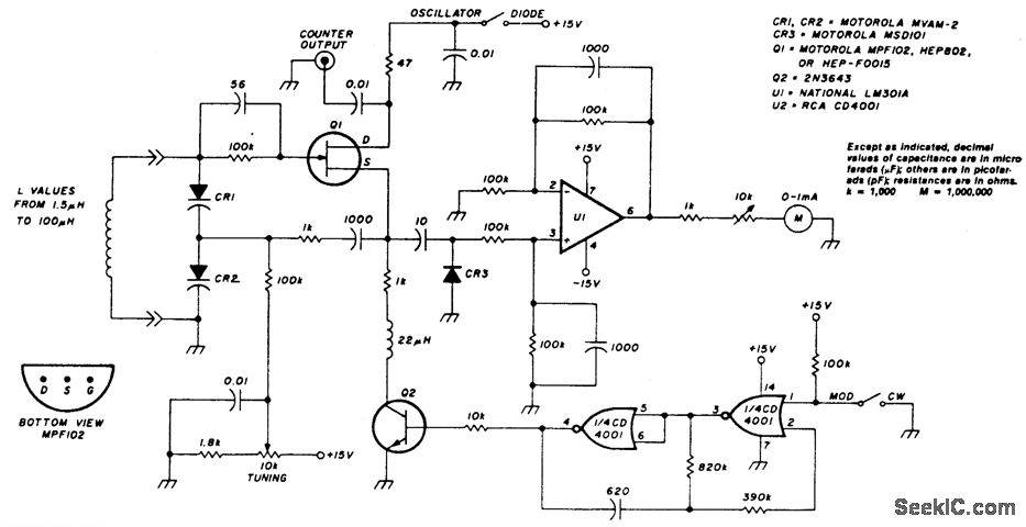 1kHz modulated varactor diode FET