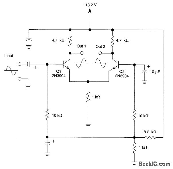 Long tail phase splitter circuit