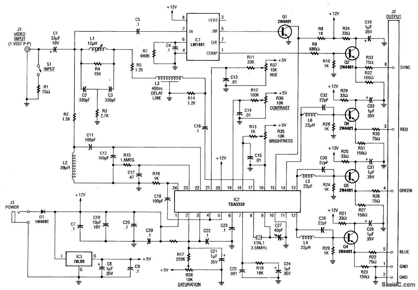 NTSC-RGB converter circuit