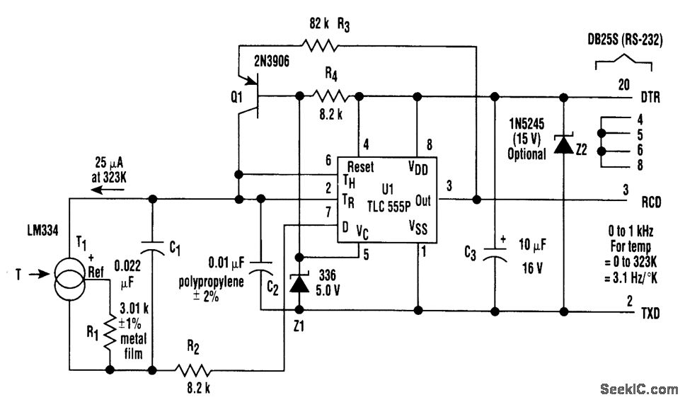 RS-232 absolute temperature recorder