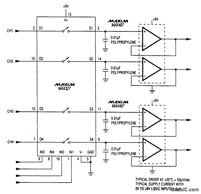 Micropower 4-channel sample-and-hold circuit