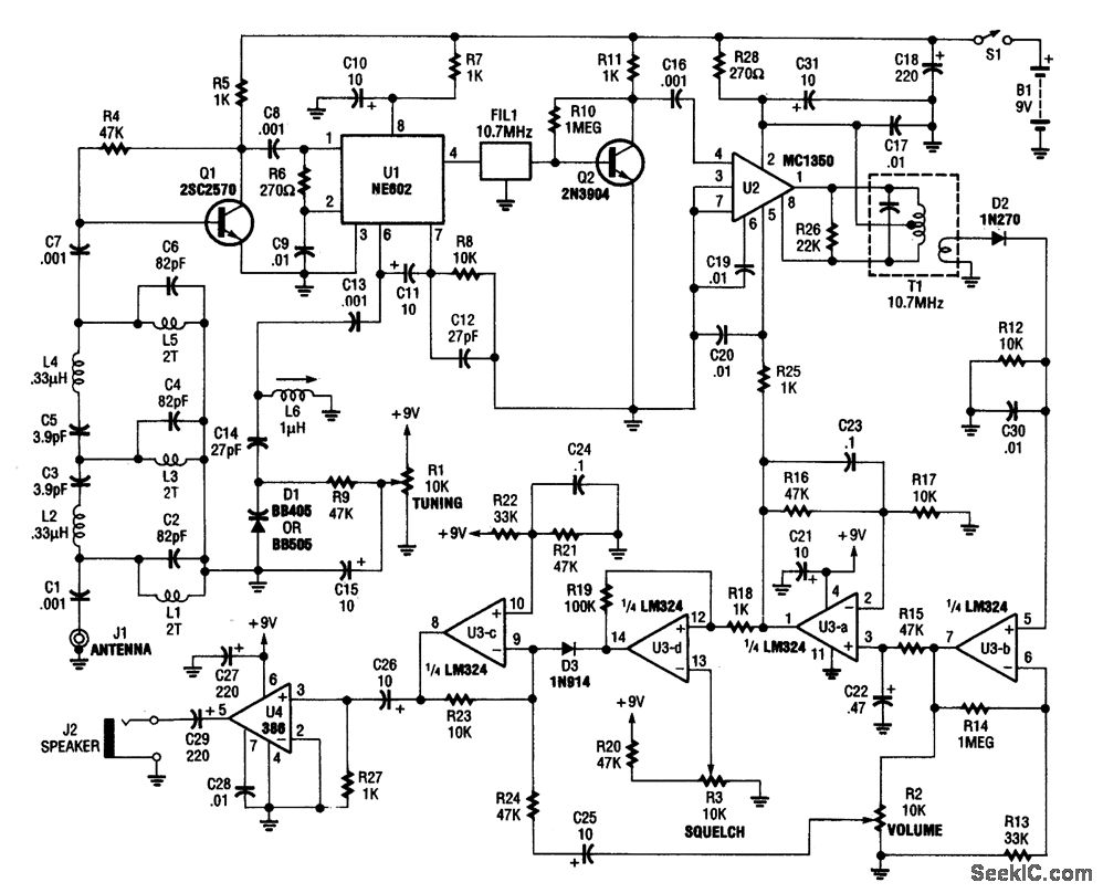 Aircraft receiver from 118MHz to 136MHz