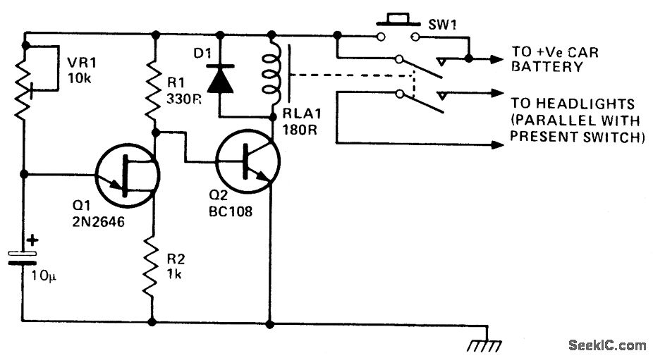 Delay element circuit of automobile headlight