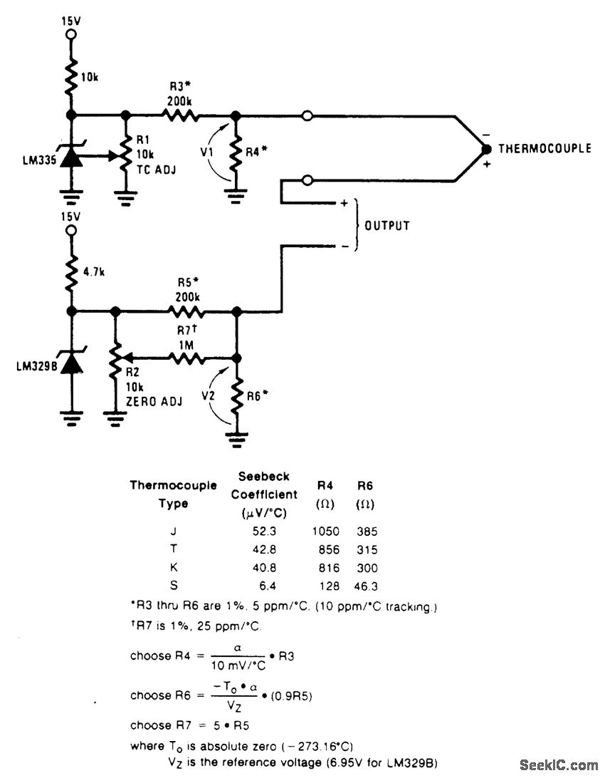 Thermocouple cold junction compensation circuit