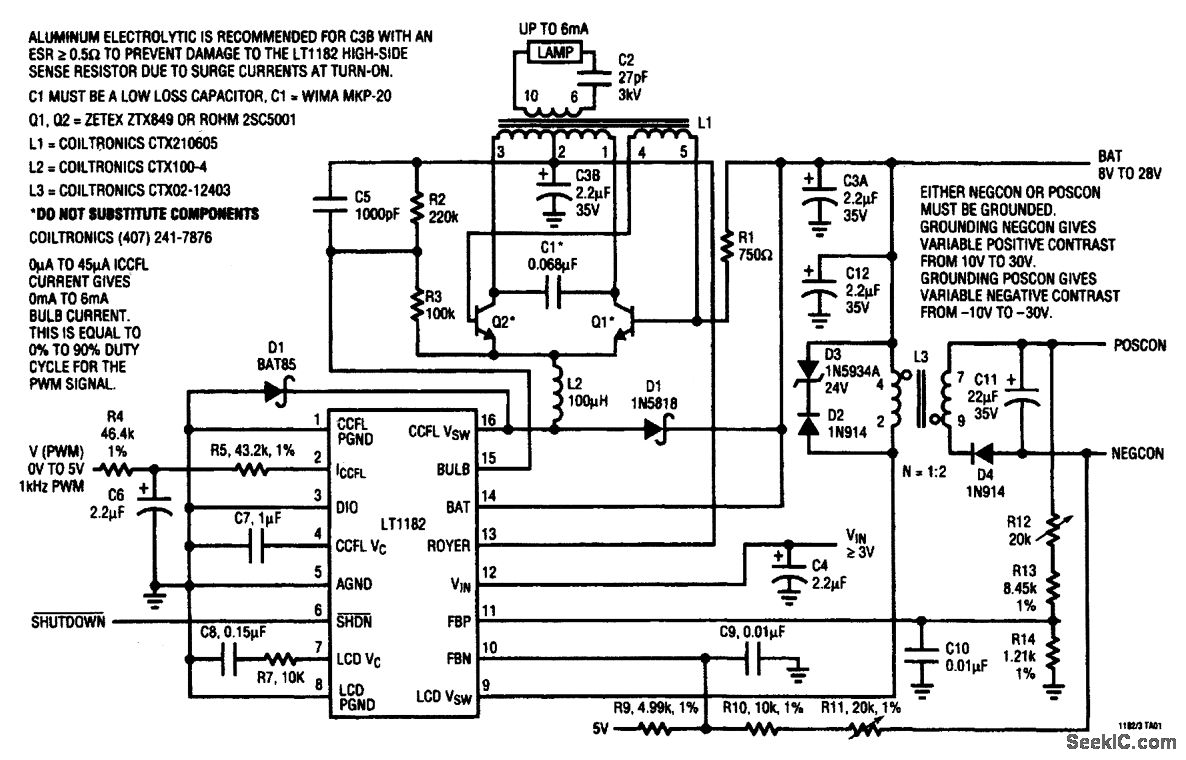 Contrast variable CCFL supply