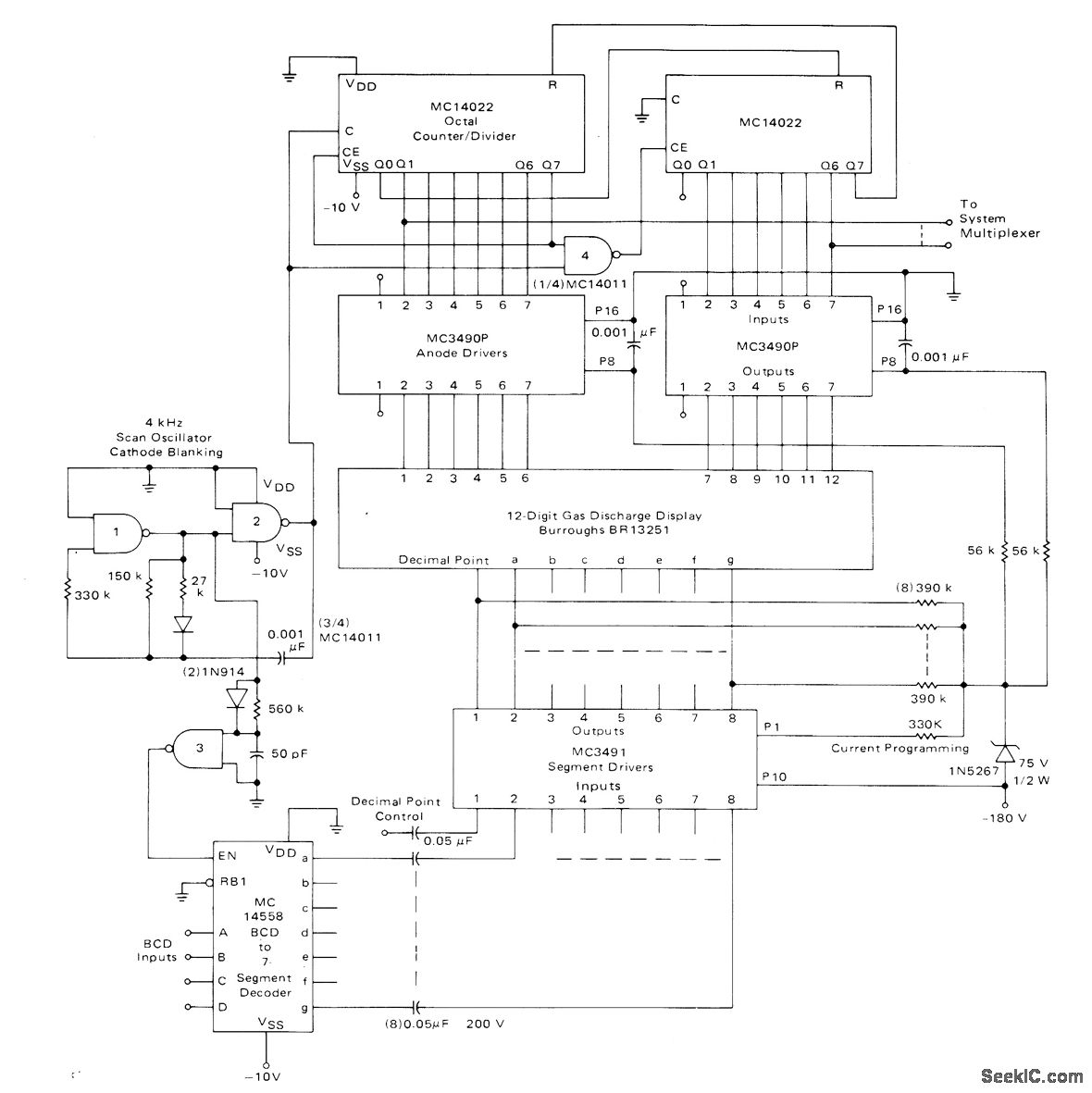 12-digit gas discharge circuit