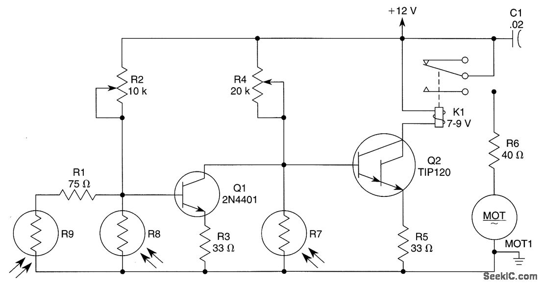 Solar array solar tracking circuit