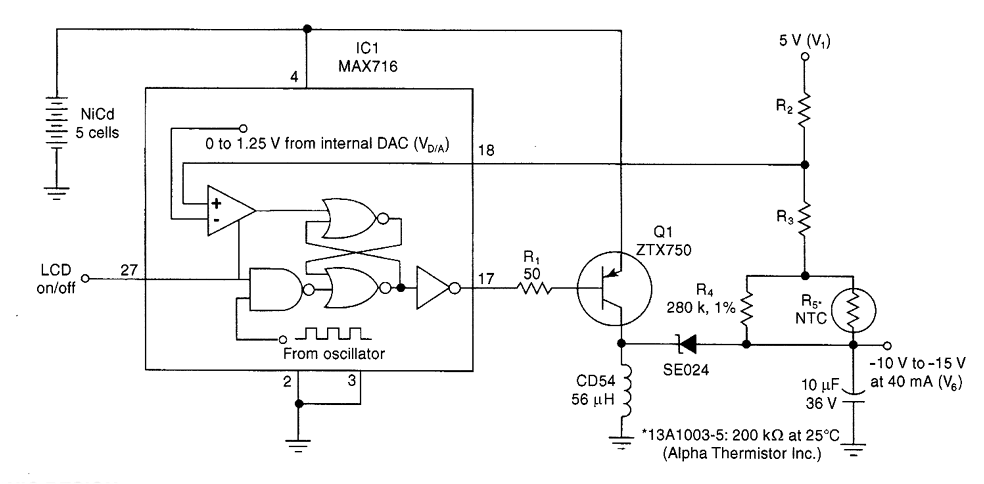 LCD contrast temperature compensation