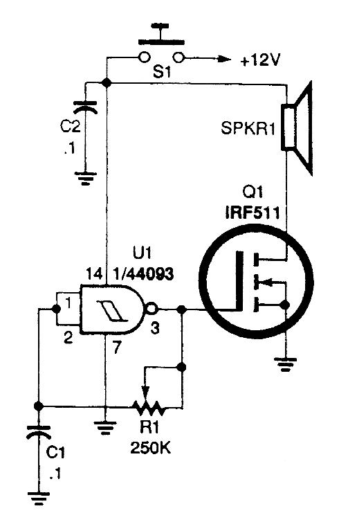 Simple bicycle horn circuit