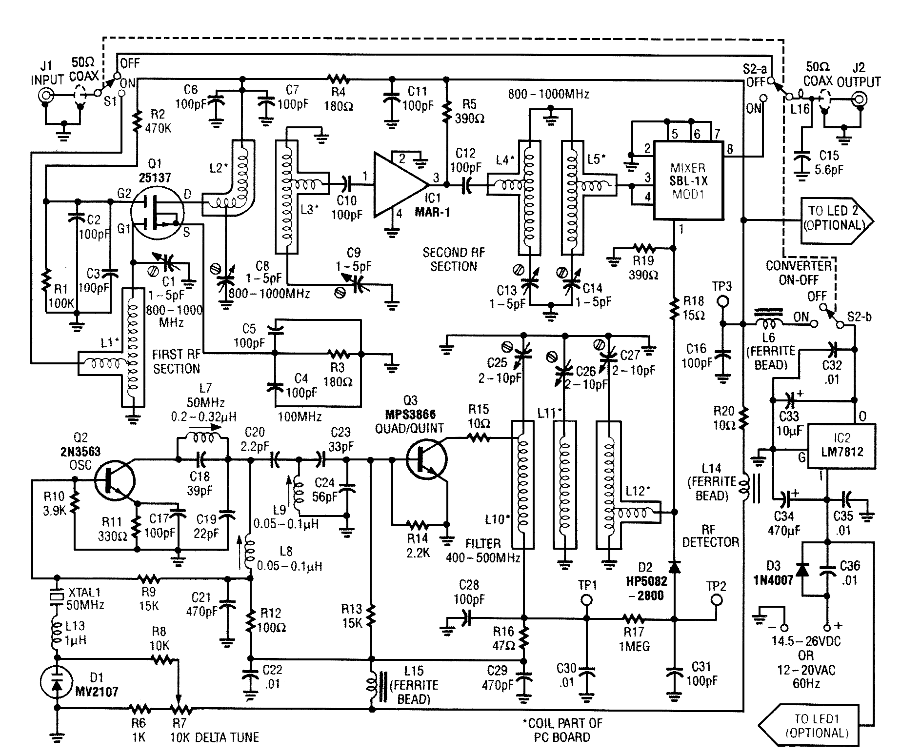 800 to 1000 MHz scanner converter