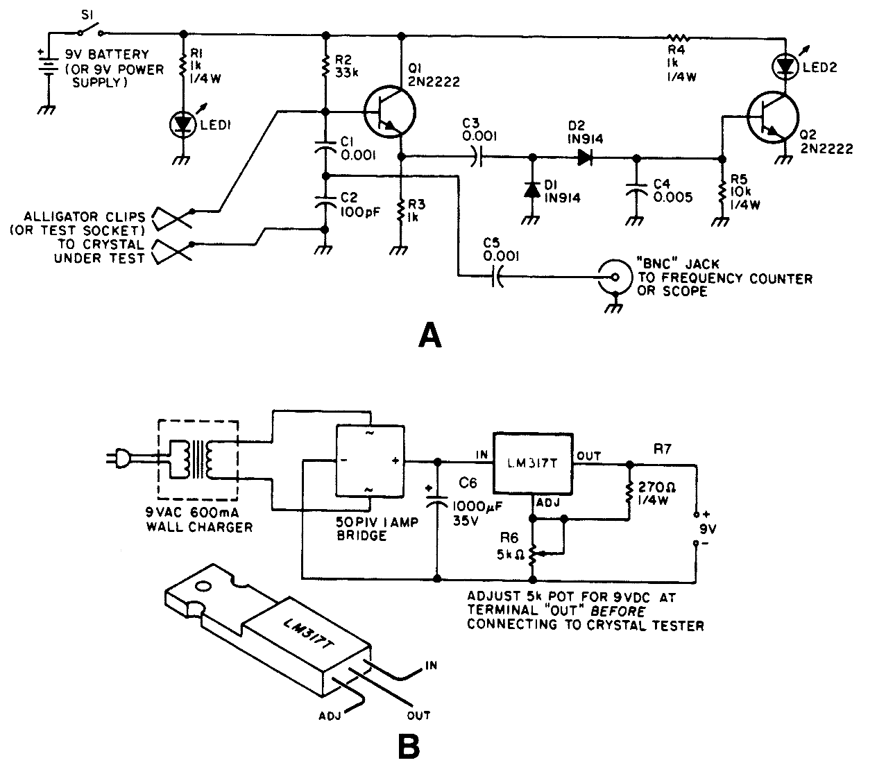 Crystal test circuit