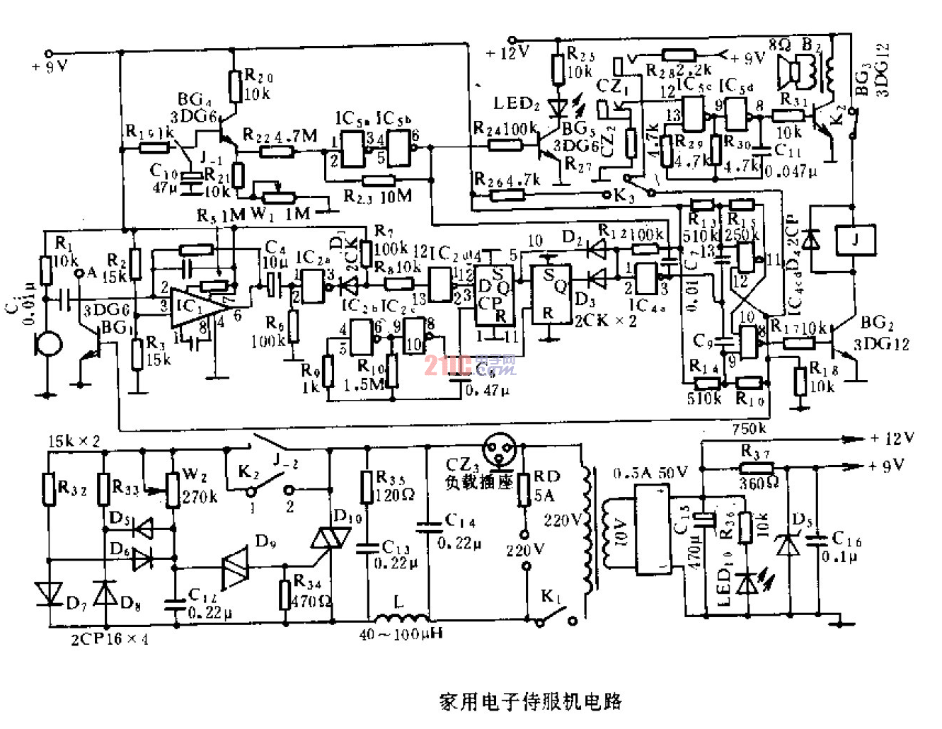 Home electronic servo machine circuit