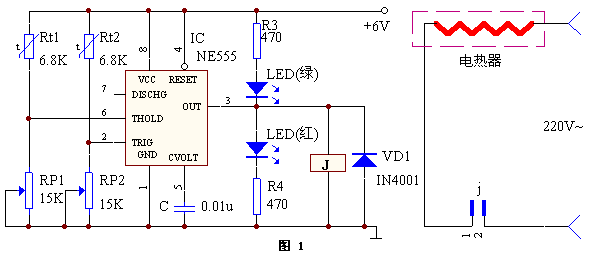 Simple NE555 thermostat controller circuit