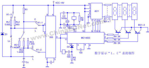 Digital display of the circuit diagram of the "L, C" table