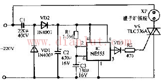 Constant temperature furnace power control box circuit using NE555