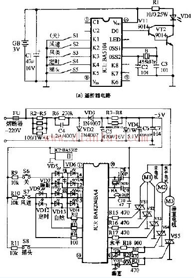 Gree FB1-40B1 computerized remote wall fan circuit design