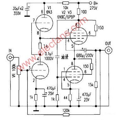 Headphone amplifier circuit without output transformer