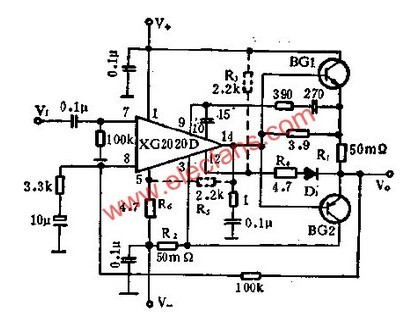 XG2020D audio power amplifier driver application