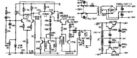 Principle of current negative feedback power amplifier circuit