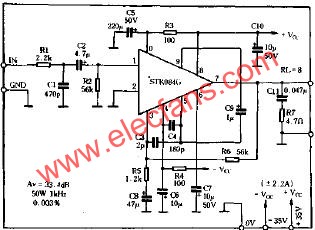 50W power amplifier circuit schematic