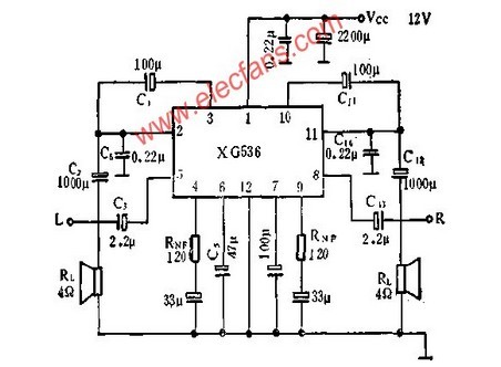 XG536 â€‹â€‹dual audio power amplifier circuit