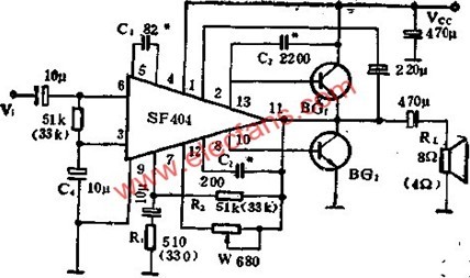 SF404 audio power amplifier drive circuit