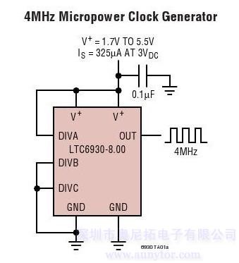 LTC6930-X.XX-32.768MHz to 8.192MHz Precision Micropower Oscillator