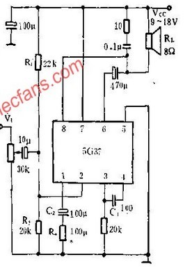 5G37 audio power amplifier circuit for auxiliary symmetrical ITL output