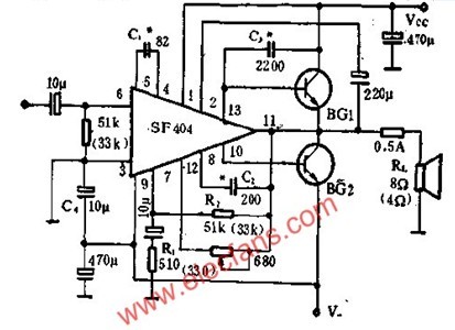 SF404 audio power amplifier circuit