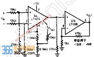 Variable gain video branch amplifier controlled by electronic circuitry