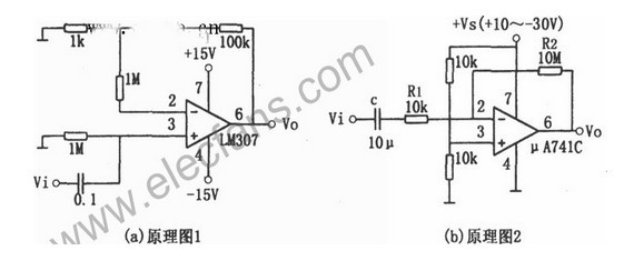 Audio amplification circuit designed by LM307 and Î¼A741