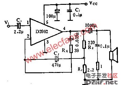 Multifunctional D2002 (8W) audio power amplifier circuit