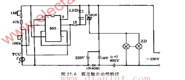 Highly sensitive automatic lighting circuit