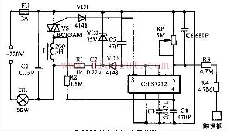 LD-97C type touch dimming table lamp circuit