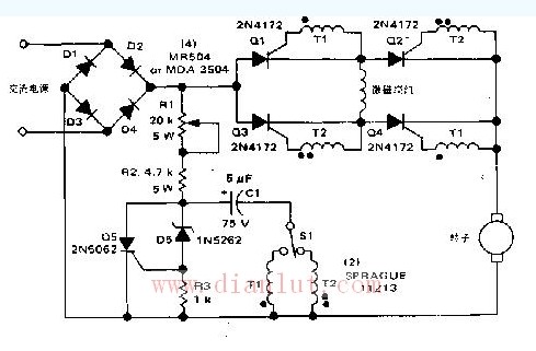 Control circuit diagram for the steering and speed of the coiled motor