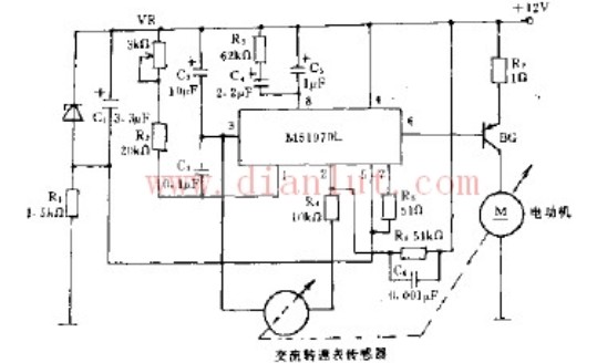 Principle of motor speed control circuit using AC tachometer sensor